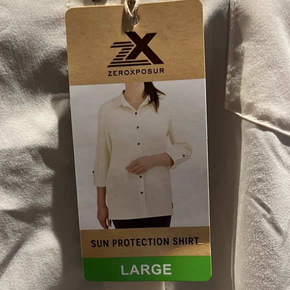 Zeroxposur size, large color, vanilla, sun protection, button-down top - Picture 4 of 13